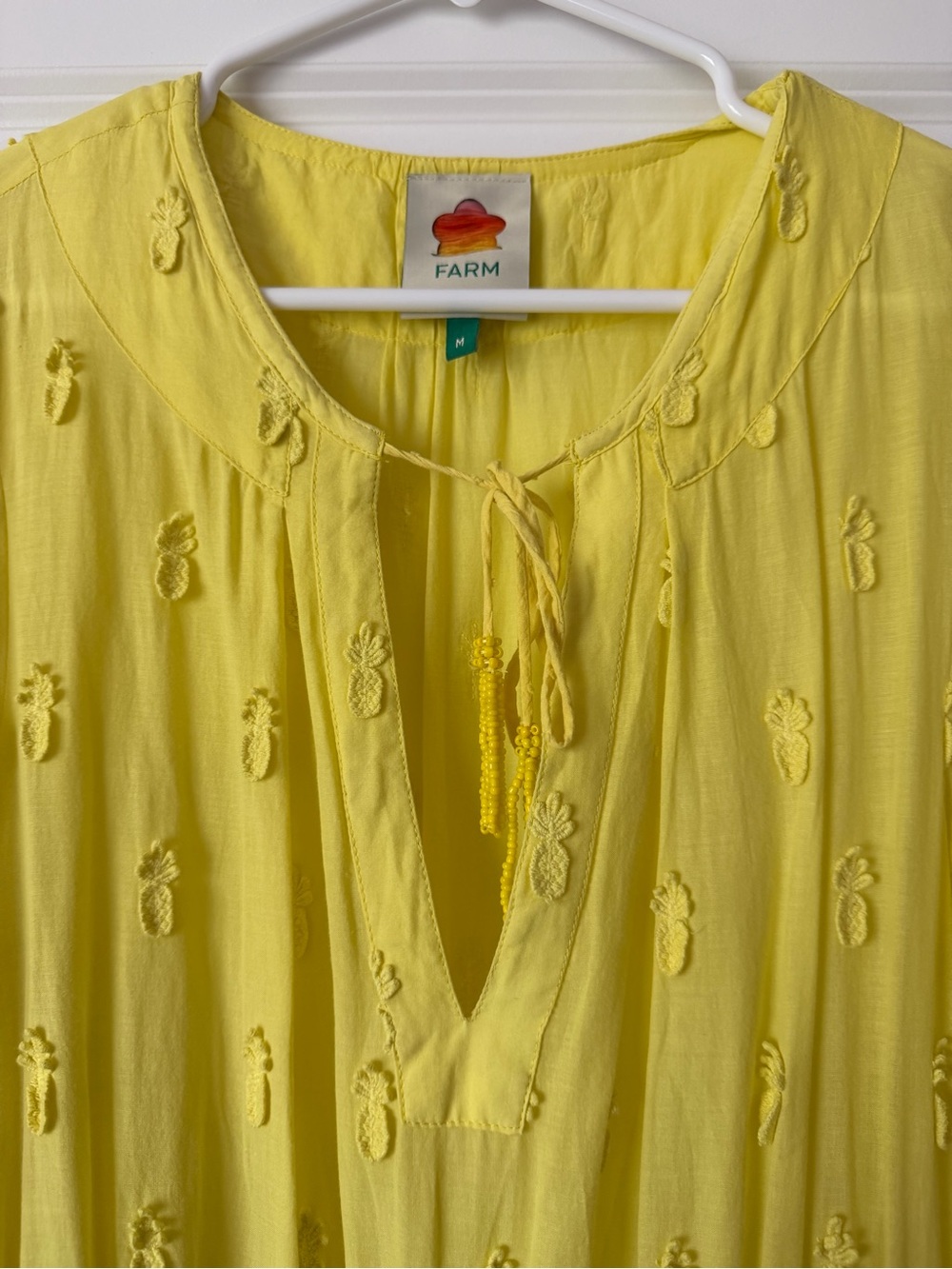 FARM Rio Lemon Yellow Tiered Maxi Dress with Tassel Tie - Picture 4 of 5